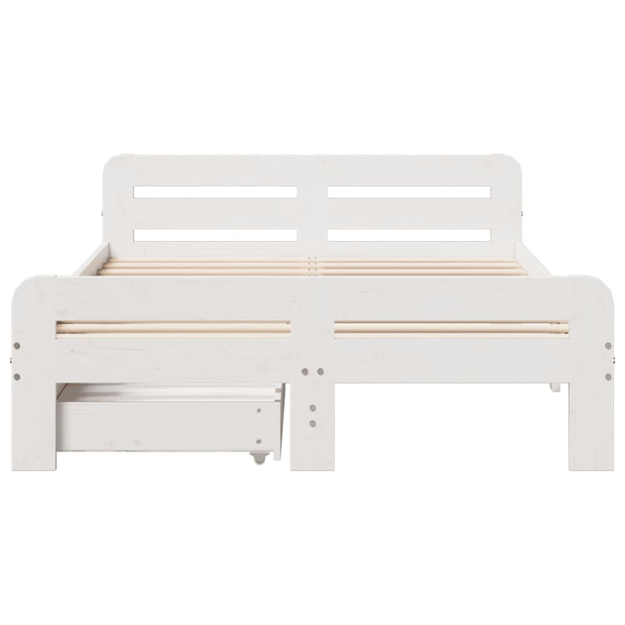 Bedframe zonder matras massief grenenhout wit 135x190 cm