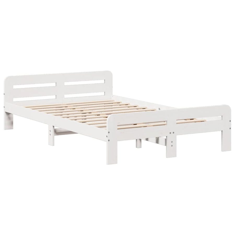Bedframe zonder matras massief grenenhout wit 135x190 cm