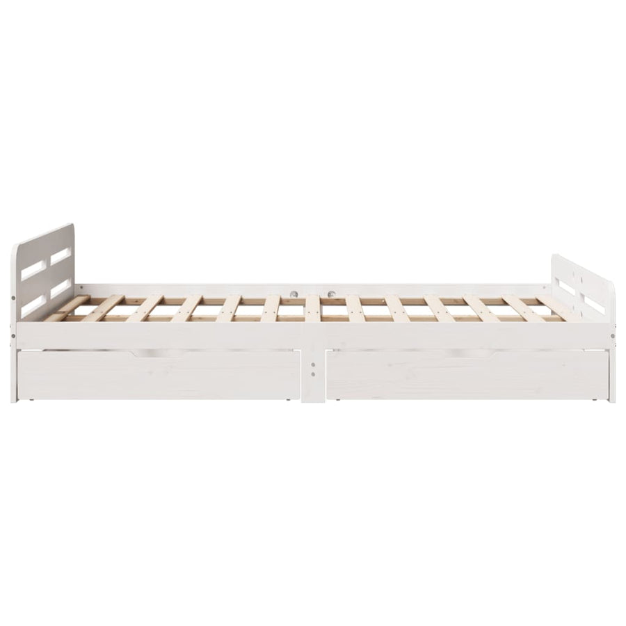 Bedframe zonder matras massief grenenhout wit 135x190 cm