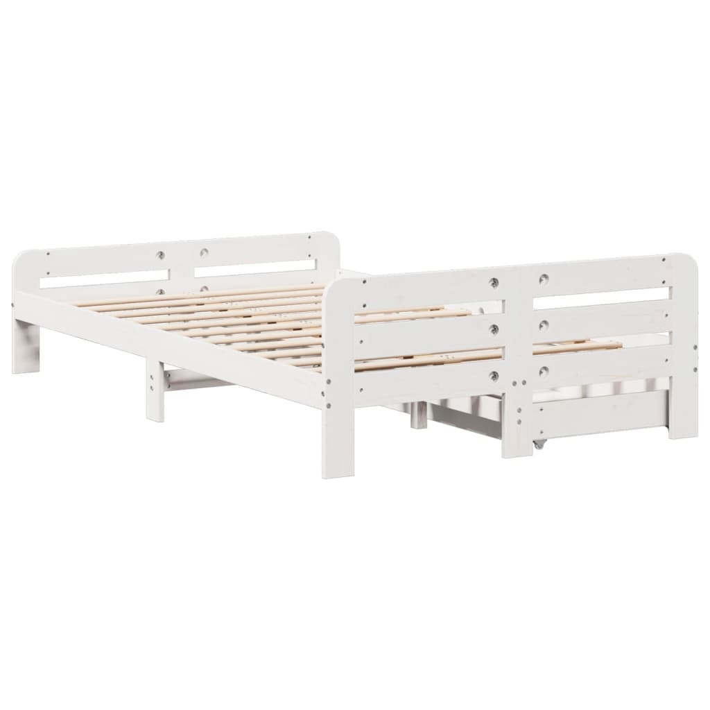 Bedframe zonder matras massief grenenhout wit 135x190 cm