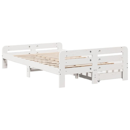 Bedframe zonder matras massief grenenhout wit 135x190 cm