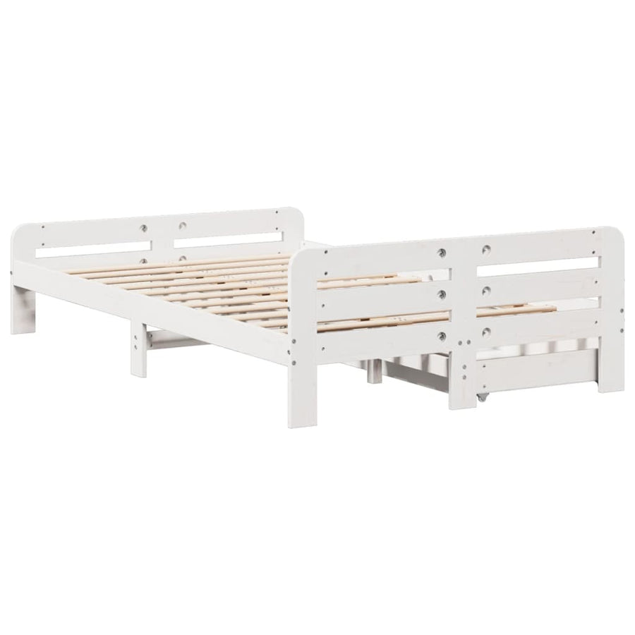 Bedframe zonder matras massief grenenhout wit 135x190 cm
