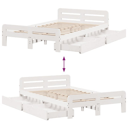 Bedframe zonder matras massief grenenhout wit 135x190 cm