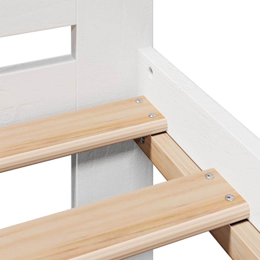 Bedframe zonder matras massief grenenhout wit 135x190 cm