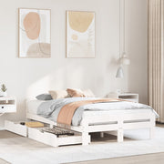 Bedframe massief grenenhout wit 135x190 cm