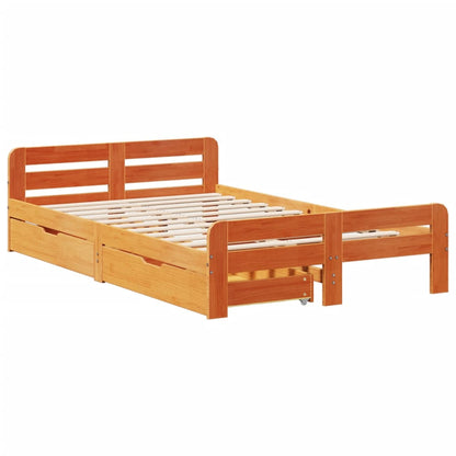 Bedframe zonder matras massief grenenhout wasbruin 135x190 cm