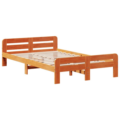 Bedframe zonder matras massief grenenhout wasbruin 135x190 cm
