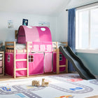 Kinderhoogslaper met tunnel 80x200 cm massief grenenhout roze