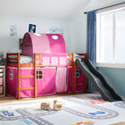 Kinderhoogslaper met tunnel 90x200 cm massief grenenhout roze