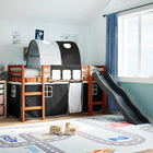 Kinderhoogslaper met tunnel 90x190 cm grenenhout wit en zwart