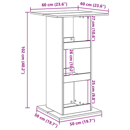 Bartafel met opbergruimte 60x60x102 cm bewerkt hout zwart