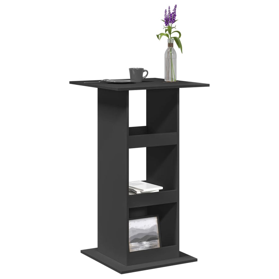 Bartafel met opbergruimte 60x60x102 cm bewerkt hout zwart