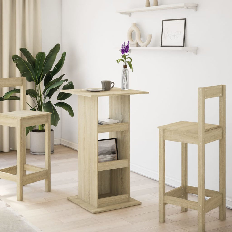 Bartafel met opbergruimte 60x60x102 cm hout sonoma eikenkleurig