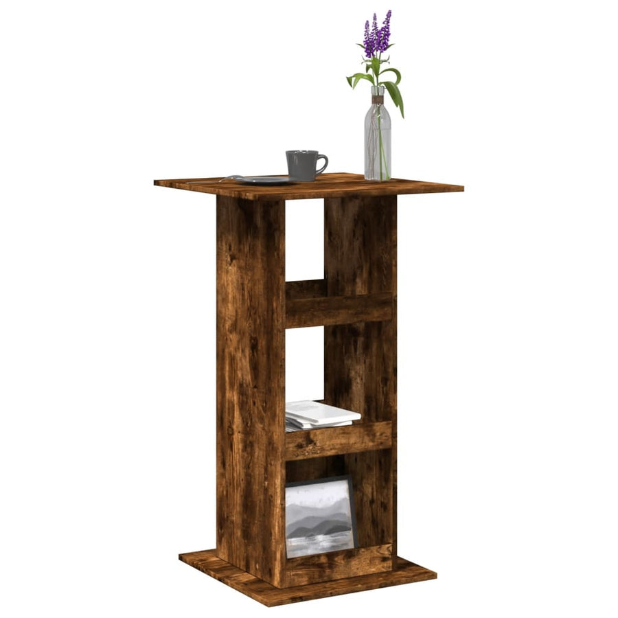 Bartafel met opbergruimte 60x60x102 cm hout gerookt eikenkleur