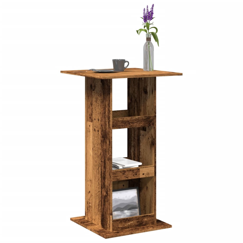 Bartafel met opbergruimte 60x60x102 cm hout oud houtkleur