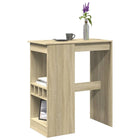 Bar table with shelves 90x47.5x103.5 cm engineered wood sonoma oak