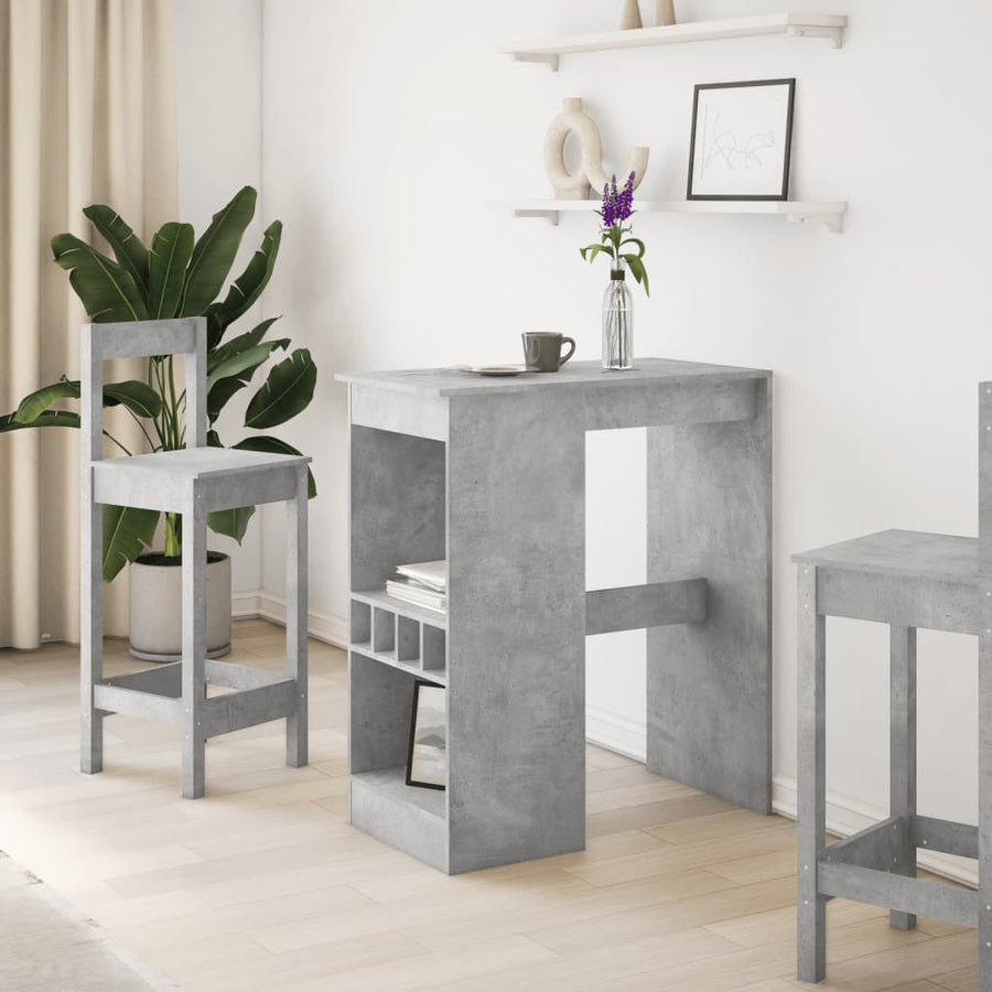 Bartafel met rekken 90x47,5x103,5 cm bewerkt hout betongrijs