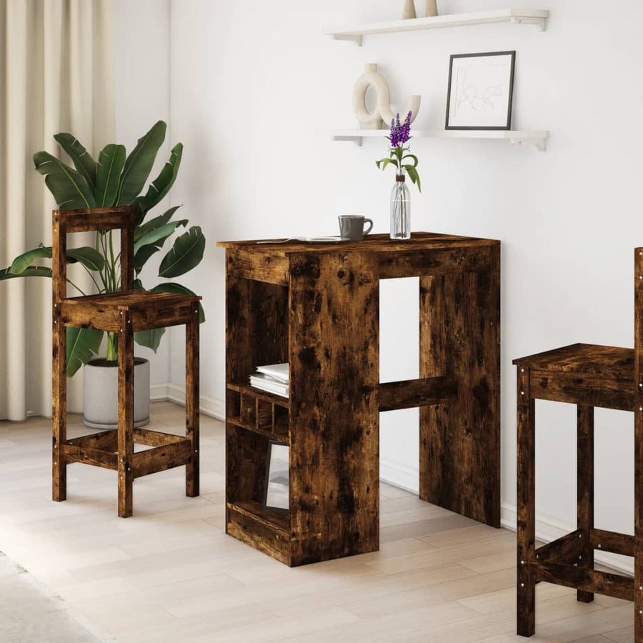 Bartafel met rekken 90x47,5x103,5 cm bewerkt hout gerookt eiken