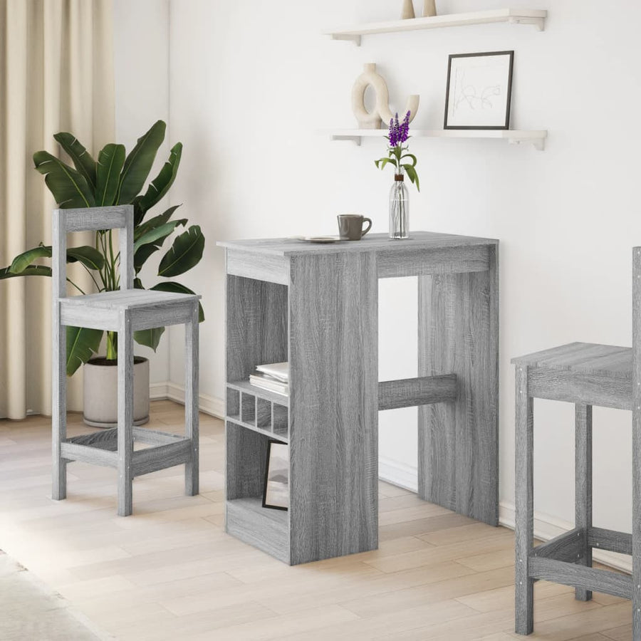 Bartafel met rekken 90x47,5x103,5 cm bewerkt hout grijs sonoma