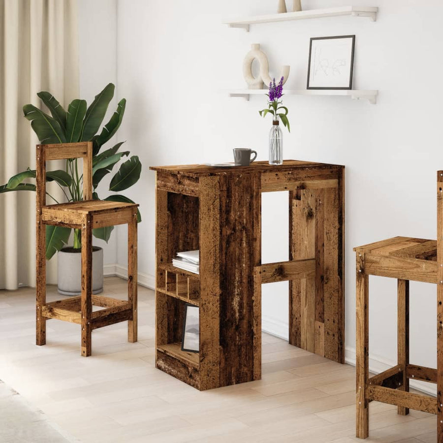 Bartafel met rekken 90x47,5x103,5 cm bewerkt hout oud houtkleur
