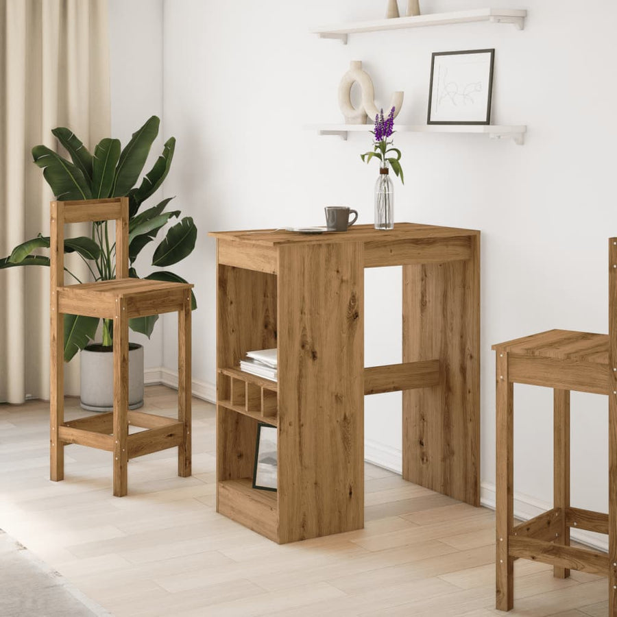 Bartafel met rekken 90x47,5x103,5 cm hout artisanaal eikenkleur
