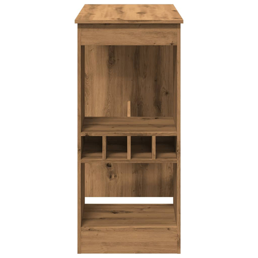 Bartafel met rekken 90x47,5x103,5 cm hout artisanaal eikenkleur