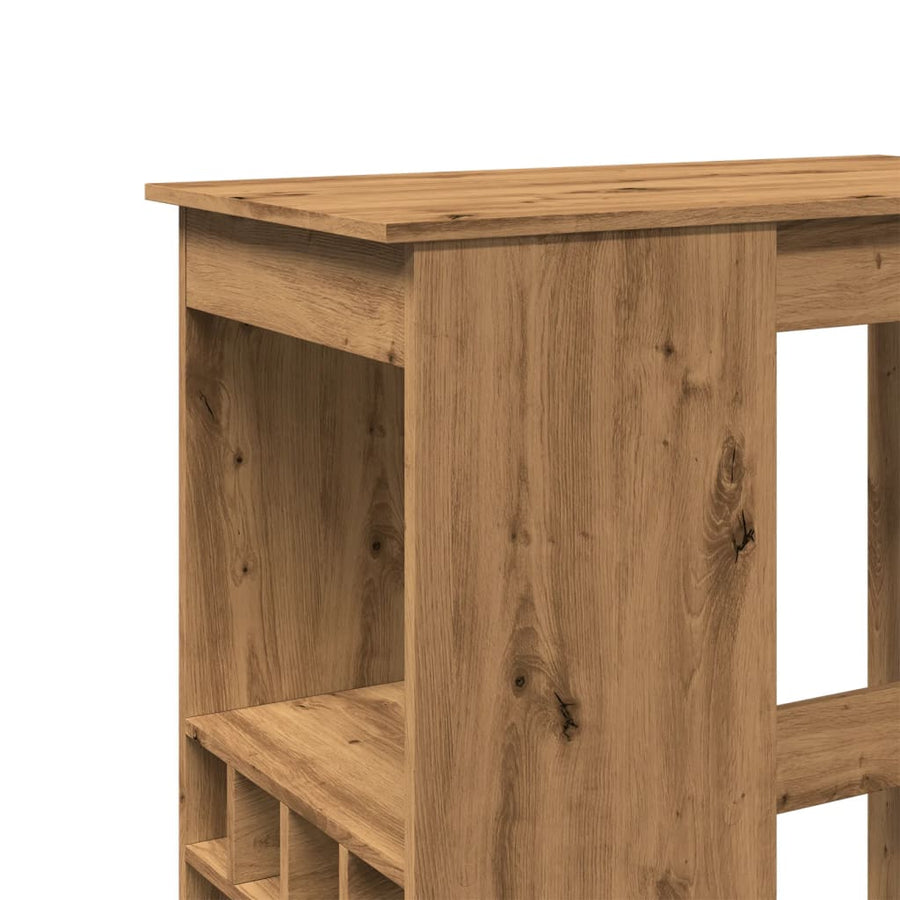 Bartafel met rekken 90x47,5x103,5 cm hout artisanaal eikenkleur