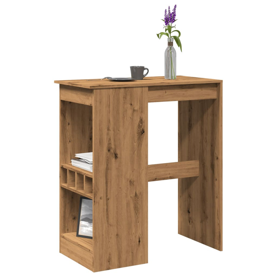 Bartafel met rekken 90x47,5x103,5 cm hout artisanaal eikenkleur