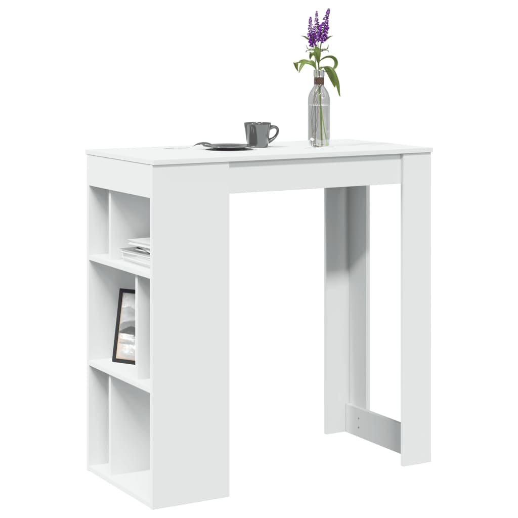Bartafel met rekken 102x50x103,5 cm bewerkt hout wit