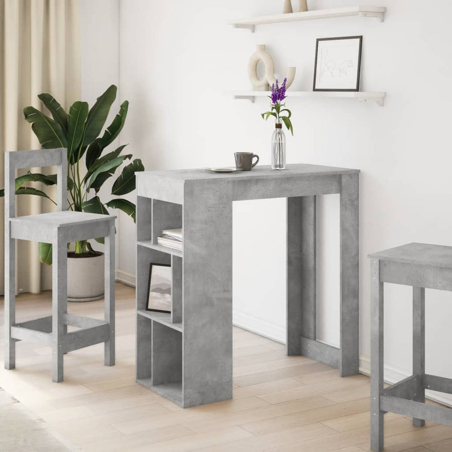 Bartafel met rekken 102x50x103,5 cm bewerkt hout betongrijs