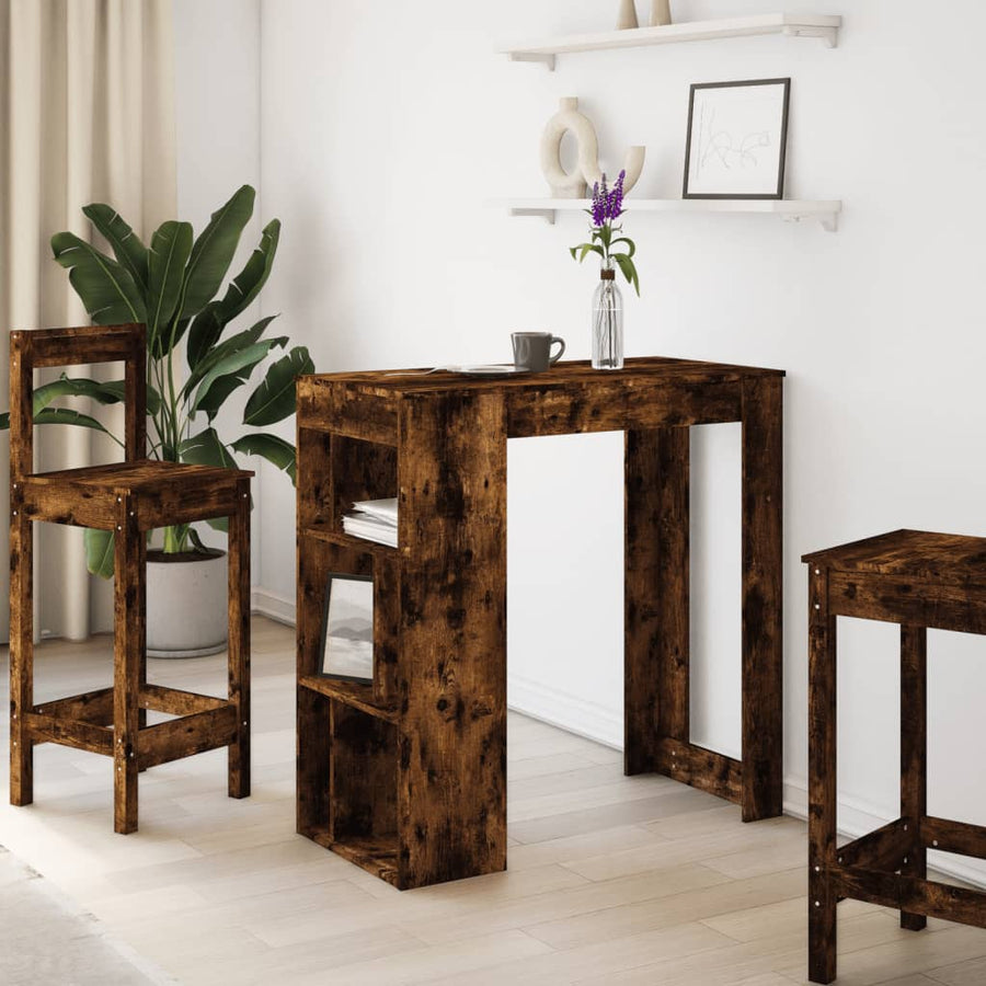 Bartafel met rekken 102x50x103,5 cm bewerkt hout gerookt eiken
