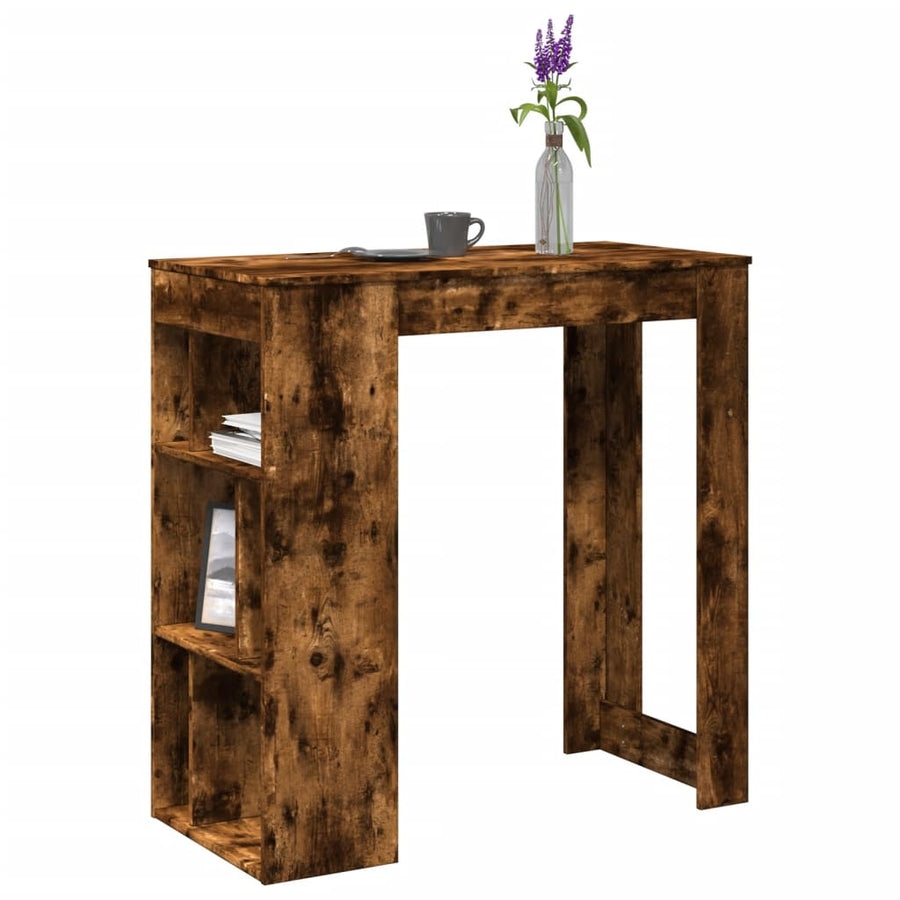 Bartafel met rekken 102x50x103,5 cm bewerkt hout gerookt eiken