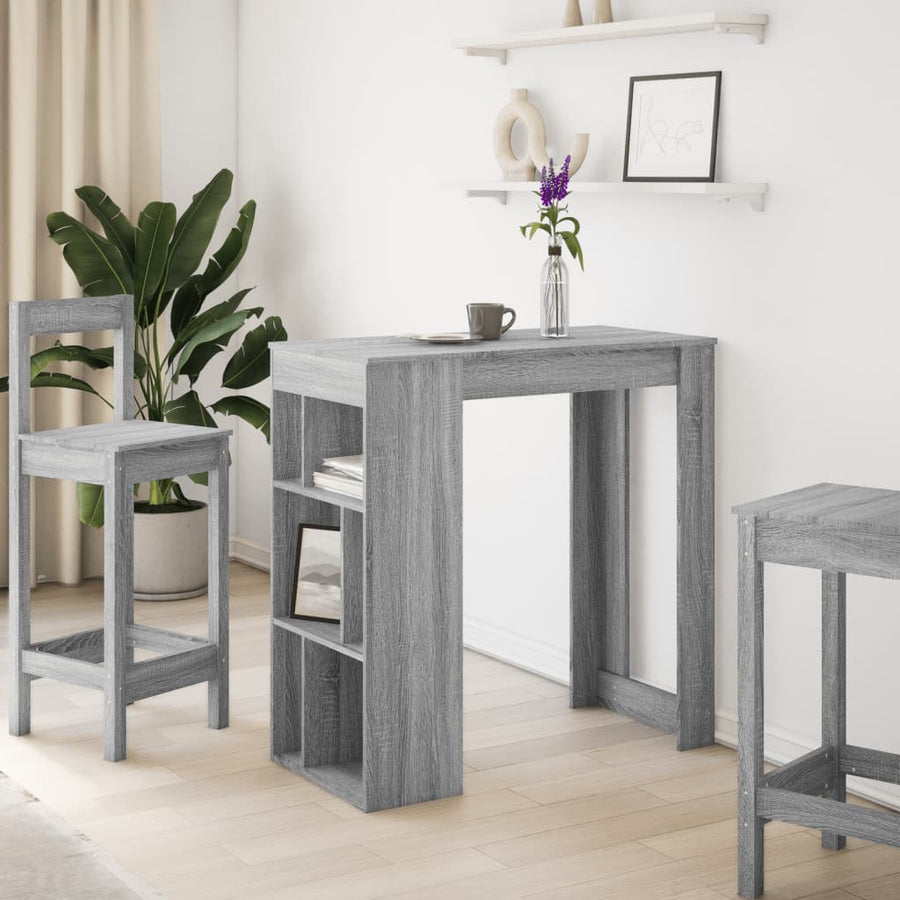 Bartafel met rekken 102x50x103,5 cm bewerkt hout grijs sonoma