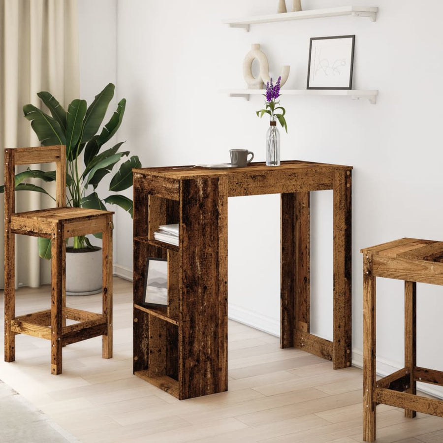Bartafel met rekken 102x50x103,5 cm bewerkt hout oud houtkleur