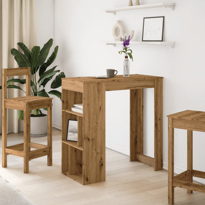 Bartafel met rekken 102x50x103,5 cm hout artisanaal eikenkleur