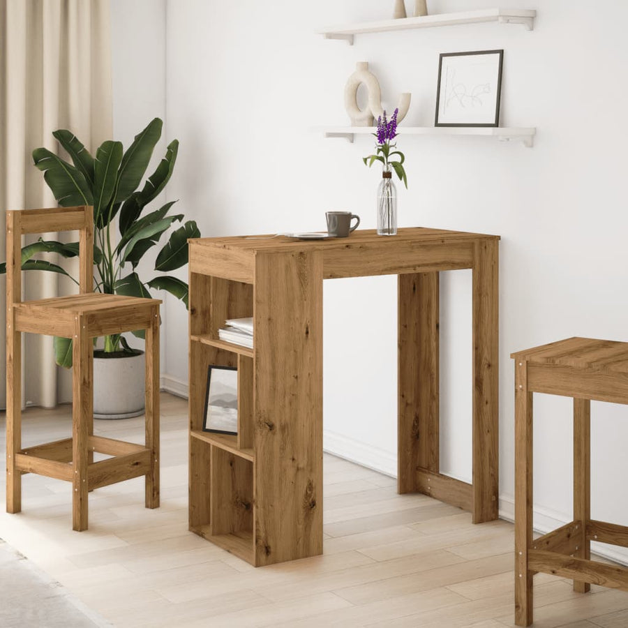 Bartafel met rekken 102x50x103,5 cm hout artisanaal eikenkleur