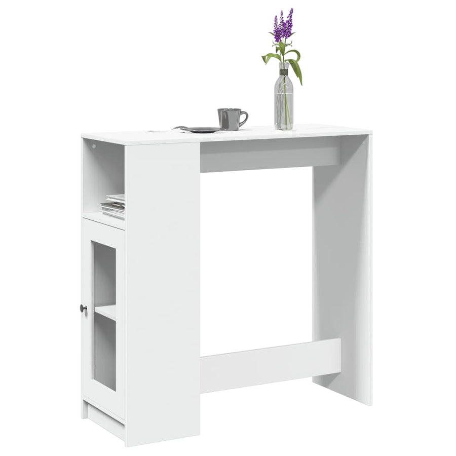 Bartafel met rekken 101x40x103,5 cm bewerkt hout wit