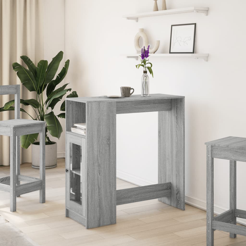 Bartafel met rekken 101x40x103,5 cm bewerkt hout grijs sonoma
