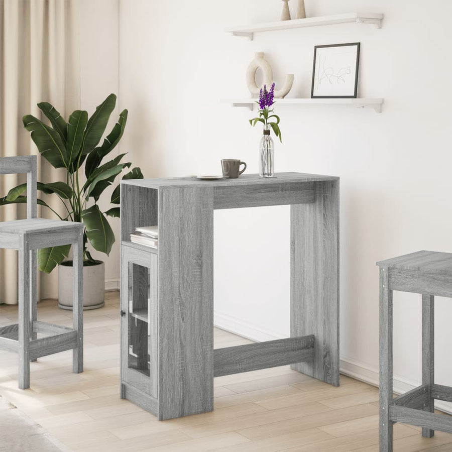 Bartafel met rekken 101x40x103,5 cm bewerkt hout grijs sonoma