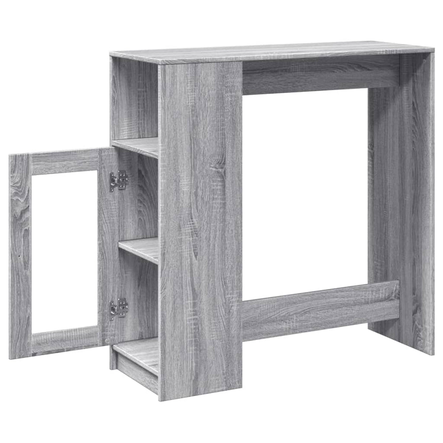 Bartafel met rekken 101x40x103,5 cm bewerkt hout grijs sonoma