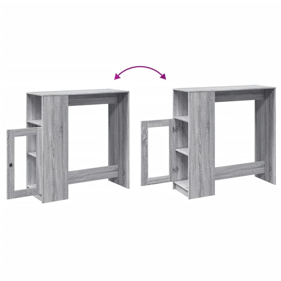 Bartafel met rekken 101x40x103,5 cm bewerkt hout grijs sonoma