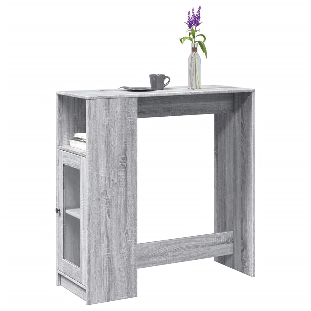 Bartafel met rekken 101x40x103,5 cm bewerkt hout grijs sonoma