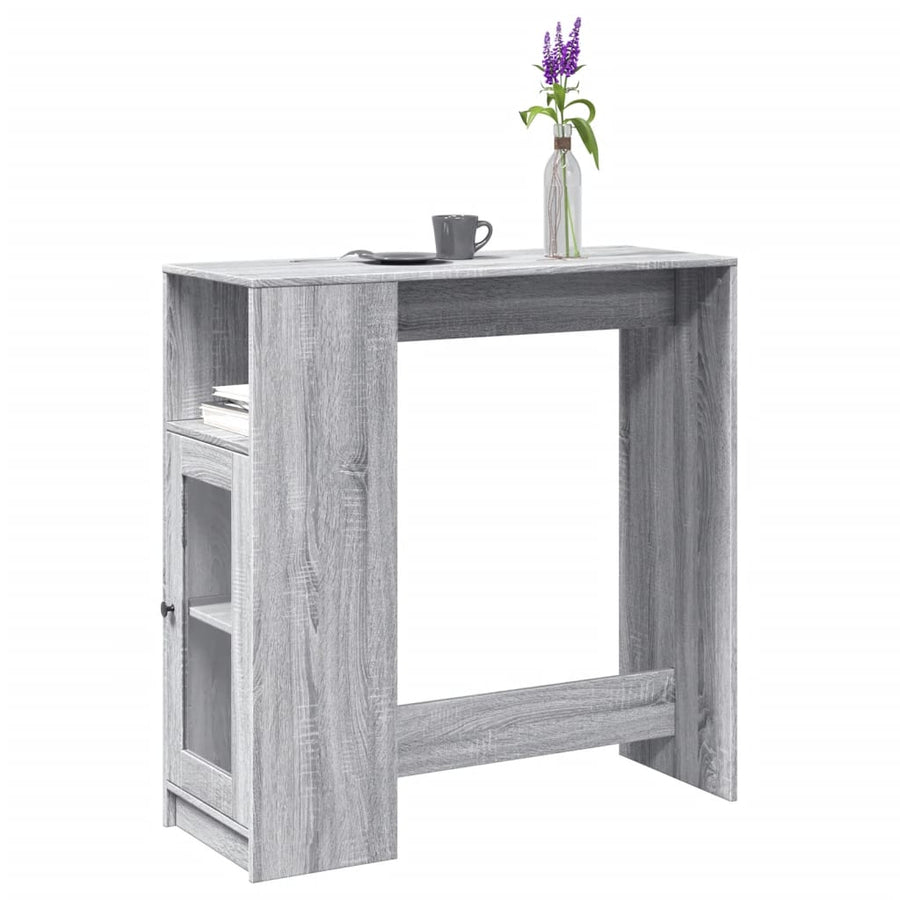 Bartafel met rekken 101x40x103,5 cm bewerkt hout grijs sonoma