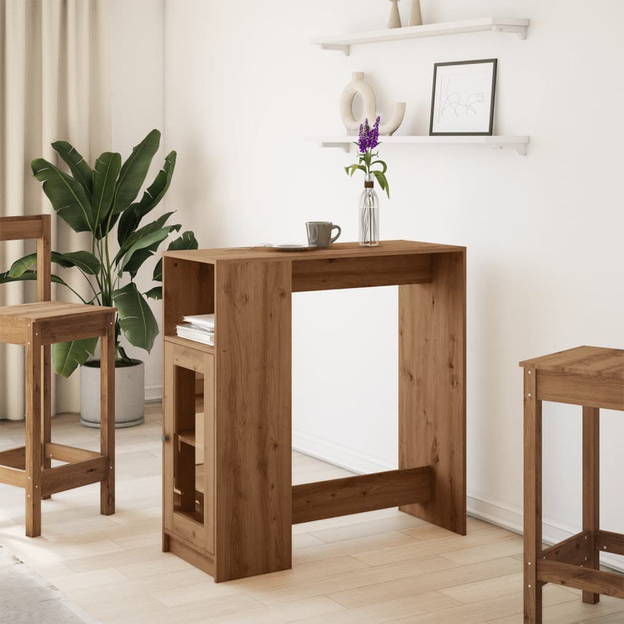 Bartafel met rekken 101x40x103,5 cm hout artisanaal eikenkleur
