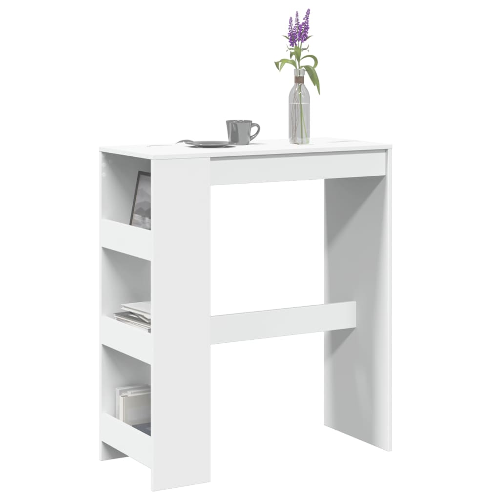 Bartafel met rekken 90x40x103,5 cm bewerkt hout wit