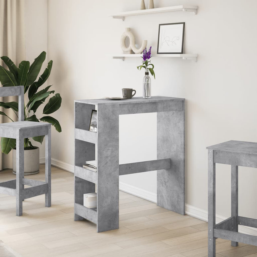 Bartafel met rekken 90x40x103,5 cm bewerkt hout betongrijs