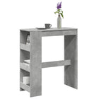 Bar table with shelves 90x40x103.5 cm engineered wood concrete grey