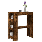 Bar table with shelves 90x40x103.5 cm engineered wood smoked oak