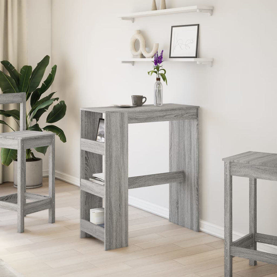 Bartafel met rekken 90x40x103,5 cm bewerkt hout grijs sonoma