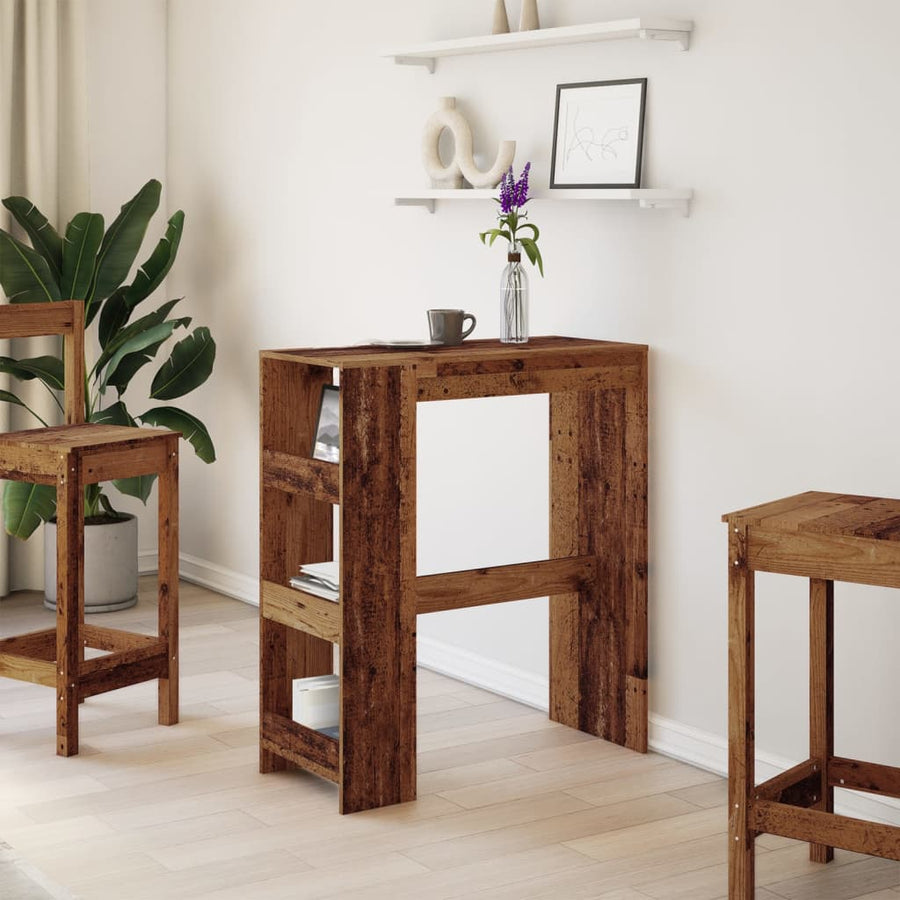 Bartafel met rekken 90x40x103,5 cm bewerkt hout oud houtkleurig